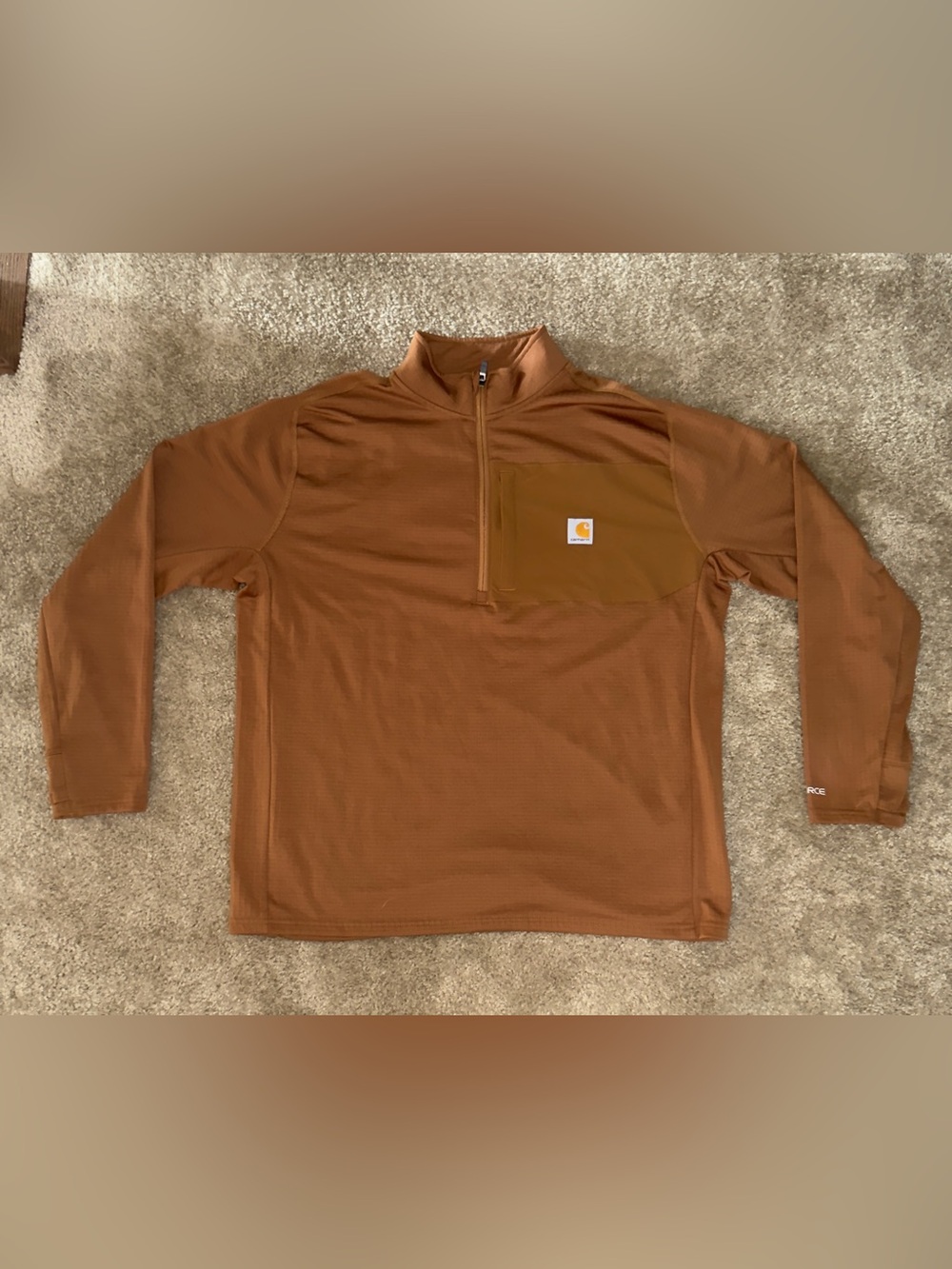 Carhartt Men’s Force Relaxed Fit Mock Neck Half-Zip Fleece-Lined Shirt